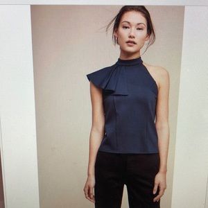 Anthropologie ELI + ALI Navy Ruffled Nobility Top